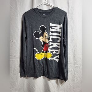 Disney Mickey Mouse Gray Long Sleeve Shirt, Size Medium